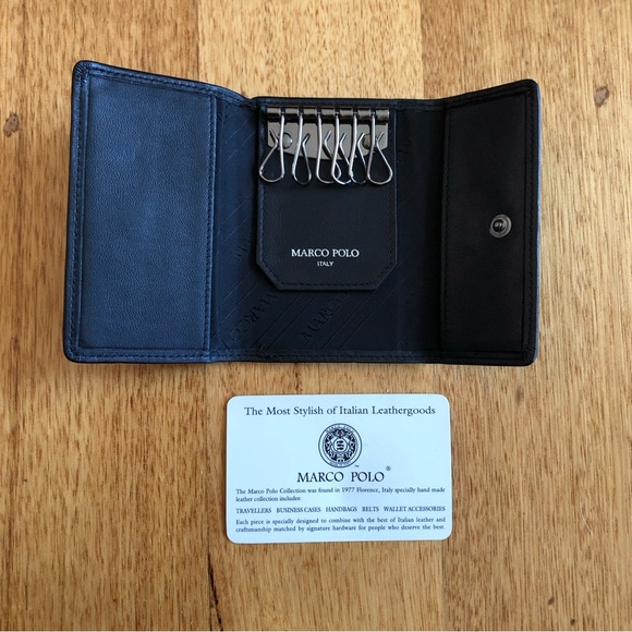 Marco Polo black Italian leather 6 key holder - Picture 6 of 7
